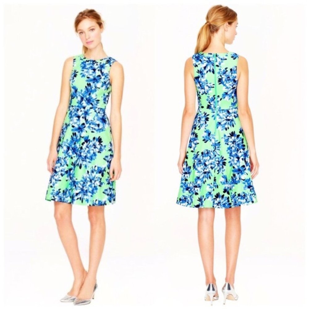 J. Crew Factory Printed Textured Cotton Dress